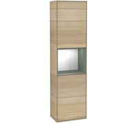 Villeroy and Boch Tall Bathroom Cabinet Finion 2 doors Right 1515x420mm 1 LED Oak Veneer/Olive Matt Lacquer