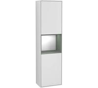 Villeroy and Boch Tall Bathroom Cabinet Finion 2 doors Right 1515x420mm 1 LED White Matt Lacquer/Olive Matt Lacquer