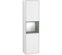 Villeroy and Boch Tall Bathroom Cabinet Finion 2 doors Right 1515x420mm 3 LED Glossy White Lacquer/Olive Matt Lacquer