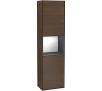 Villeroy and Boch Tall Bathroom Cabinet Finion 2 doors Right 1515x420mm 3 LED Walnut Veneer/Midnight Blue Matt Lacquer