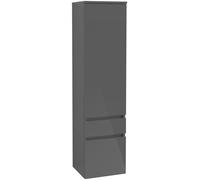 Villeroy and Boch Tall Bathroom Cabinet Legato 1550mm Hinges left 1 door 2 drawers Glossy Grey