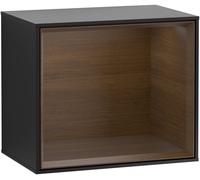 Villeroy and Boch Wall Mounted Bathroom Cabinet Finion Black Matt Lacquer/Walnut Veneer