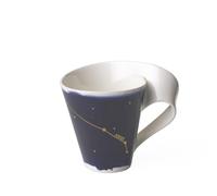 Villeroy & Boch 10-1616-5813 New Wave Stars Mug with Handle, Beautifully Shaped Cup with Aries Design, Premium Porcelain, Dishwasher Safe, White/Blue, 300 ml Gold