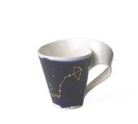 Villeroy & Boch 10-1616-5820 New Wave Stars Mug with Handle, Beautifully Shaped Cup with Scorpio Design, Premium Porcelain, Dishwasher Safe, White/Blue, 300 ml,Gold