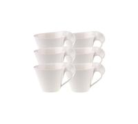 Villeroy & Boch 10-2484-1210 NewWave Caffè Cup/Modern Coffee Mug, Porcelain, White, 0.4 L, 39 x 28 x 12.3 cm, 6 Units