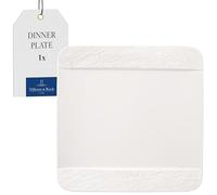 Villeroy & Boch 10-4240-2610 Manufacture Rock Blanc Square, Elegant Plate Maoffrom Premium Porcelain, Dishwasher Safe, White