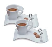 Villeroy & Boch 1024847556 New Wave Espresso Cups, Porcelain, White