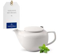 Villeroy & Boch - Afina teapot with lid and Filter, Premium Porcelain Pot for Tea, Made in Germany, Dishwasher-Safe and Microwave-Safe, White
