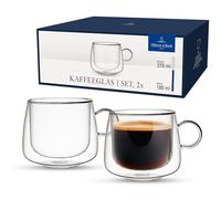 Villeroy & Boch - Artesano Hot&Cold Beverages Coffee Glass, Set of 2 Glasses, Double-Walled Glasses for Cold and hot Beverages, 180 ml, Borosilicate Glass, Dishwasher-Safe, Microwave-Safe