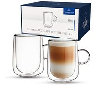 Villeroy & Boch - Artesano Hot&Cold Beverages Latte Macchiato Glass Large, Set of 2 Glasses, Double-Walled Glasses for Cold and hot Beverages, Borosilicate Glass, Dishwasher-Safe, Microwave-Safe