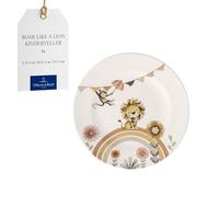 Villeroy & Boch Boho Kids "Roar like a lion" Children's Plate, Beige, Dishwasher Safe, Microwave Safe, Dinner Plate, Children's Plate, Ceramic Animal Motif, Lion and Monkey, Premium Porcelain