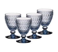 Villeroy & Boch Boston Coloured White Wine Glasses, Blue, Set of 4, 230 ml, Coloured Wine Glasses with Facet Pattern, Crystal Glass for White Wine, Dishwasher Safe, Blue