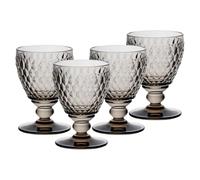 Villeroy & Boch Boston Coloured White Wine Glasses Smoke Set of 4, 230 ml, Coloured Wine Glasses with Facet Pattern, Crystal Glass for White Wine, Dishwasher Safe, Grey