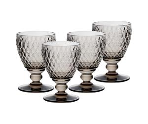Villeroy & Boch Boston Coloured White Wine Glasses Smoke Set of 4, 230 ml, Coloured Wine Glasses with Facet Pattern, Crystal Glass for White Wine, Dishwasher Safe, Grey