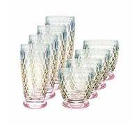 Villeroy & Boch Boston Pearl Long Drink and Water Glass Set, 8-Piece Drinking Glasses Set, Colourful Shimmer, Dishwasher Safe, Colourful Glasses, Crystal Glass