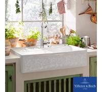 Villeroy & Boch Butler 90 2.5 Bowl Decor WHT Pearl Ceramic Kitchen Sink NO WASTE