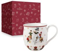 Villeroy & Boch - Toy's Fantasy Relief Mug with Snowman Pattern, Christmas Mug, Christmas Cup, Coffee Cup, Winter Cup, hot Drink Mug, Porcelain, White/Red
