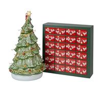 Villeroy & Boch - Christmas Toys Memory Advent Calendar Set 26 Pieces, 24 Porcelain Figures, Porcelain Christmas Tree 3D and Wooden Calendar, Xmas Decoration Indoor, Christmas Figurines Decorations