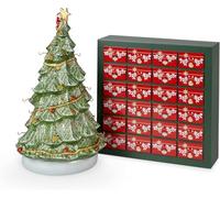 Villeroy & Boch - Christmas Toys Memory Advent Calendar Set 26 Pieces, 24 Porcelain Figures, Porcelain Christmas Tree 3D and Wooden Calendar, Xmas Decoration Indoor, Christmas Figurines Decorations