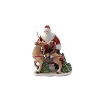 Villeroy & Boch - Christmas Toys Memory Santa with deer, a decorative ornament made of hard porcelain, suitable for candles, multi-coloured, 30 x 24 x 35 cm