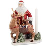 Villeroy & Boch - Christmas Toys Memory Santa with deer, a decorative ornament made of hard porcelain, suitable for candles, multi-coloured, 30 x 24 x 35 cm