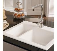 Villeroy & Boch Chrome-Plated Stainless Steel Kitchen Mixer Tap, High Spout, 360-Degree Swivel, Deck-Mounted Single Lever