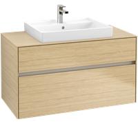 Villeroy & Boch Collaro - Vanity Unit with 2 drawers & 1 cut-out center 1000 x 548 x 500mm nordic oak
