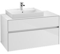 Villeroy & Boch Collaro - Vanity Unit with 2 drawers & 1 cut-out left 1000 x 548 x 500mm glossy white