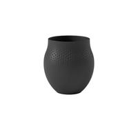 Villeroy & Boch Collier Noir Vase Perle No. 1, 16.5x16.5x17.5 cm, Premium Porcelain, Black