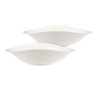 Villeroy & Boch Dune Vapiano 2-Piece Pasta Bowl Set, 27x21cm, 2L, White, Solid, Porcelain, Modern, Microwave Safe, Dishwasher Not Safe