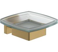 Villeroy & Boch Elements - Striking soap dish, soap storage for wall installation, soap holder made from satin-finished glass with brass holder, square, Brushed Gold