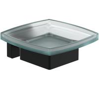 Villeroy & Boch Elements Striking Soap Dish Wall Mounted Soap Dish Satin Glass Soap Holder with Brass Bracket Square Matt Black