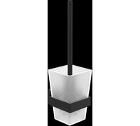 Villeroy & Boch Elements - Striking toilet brush set, toilet brush holder for wall installation,with container in satin-finished glass, square, Matt Black