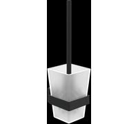 Villeroy & Boch Elements - Striking toilet brush set, toilet brush holder for wall installation,with container in satin-finished glass, square, Matt Black