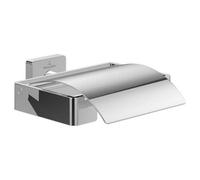 Villeroy & Boch Elements - Striking toilet roll holder with cover, for wall installation, brass, square, Chrome