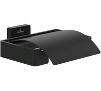 Villeroy & Boch Elements - Striking toilet roll holder with cover, for wall installation, brass, square, Chrome