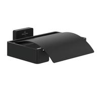 Villeroy & Boch Elements Striking Toilet Roll Holder With Cover In Black Black One Size