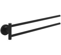 Villeroy & Boch Elements - Tender Double Arm Towel Rail for Wall Mounting, Zinc Towel Rail Round, Length 400 mm, Matt Black