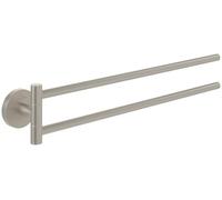 Villeroy & Boch Elements - Tender Double Arm Towel Rail for Wall Mounting, Zinc Towel Rail Round, Length 400 mm, Brushed Nickel Matt
