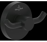 Villeroy & Boch Elements - Tender Double Towel Hook, Towel Rail for Wall Mounting, Wall Hooks Made of Zinc, Accessories Bathroom, Round Bath Hook, 76 x 32 x 54 mm, Matt Black