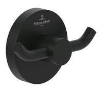 Villeroy & Boch Elements - Tender Double Towel Hook, Towel Rail for Wall Mounting, Wall Hooks Made of Zinc, Accessories Bathroom, Round Bath Hook, 76 x 32 x 54 mm, Matt Black