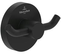 Villeroy & Boch Elements - Tender Double Towel Hook, Towel Rail for Wall Mounting, Wall Hooks Made of Zinc, Accessories Bathroom, Round Bath Hook, 76 x 32 x 54 mm, Matt Black