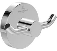 Villeroy & Boch Elements - Tender Double Towel Hook, Towel Holder for Wall Installation, Towel Hook Made from zinc, Bathroom Accessory, Round Bathroom Hook, 76 x 32 x 54 mm, Chrome