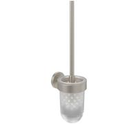 Villeroy & Boch Elements - Tender toilet brush set, for wall installation, with container in satin-finished glass, round, Brushed Nickel