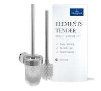 Villeroy & Boch Elements - Tender toilet brush set, holder for wall installation, with container in satin-finished glass, round, Chrome