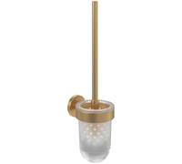 Villeroy & Boch Elements - Tender toilet brush set, holder for wall installation, with container in satin-finished glass, round, Brushed Gold