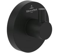 Villeroy & Boch Elements - Tender Towel Hook, Towel Holder for Wall Installation, Towel Hook Made from zinc, Bathroom Accessory, Round Bathroom Hook, 54 x 32 x 54 mm, Matt Black