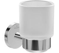 Villeroy & Boch Elements - Tender Glass Holder Wall Mounted Toothbrush Holder Satin Glass Tumbler with Zinc Holder Round Chrome