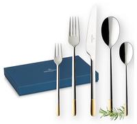 Villeroy & Boch - Ella Partially Gold-Plated Cutlery Set 30 Pieces Stainless Steel, Dishwasher Safe, Cutlery Set for 6 People, Tableware, Dinnerware, Stainless Steel