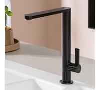 Villeroy & Boch Finera Brushed Stainless Steel High-Spout Kitchen Mixer Tap, Deck-Mounted, 360-Degree Swivel